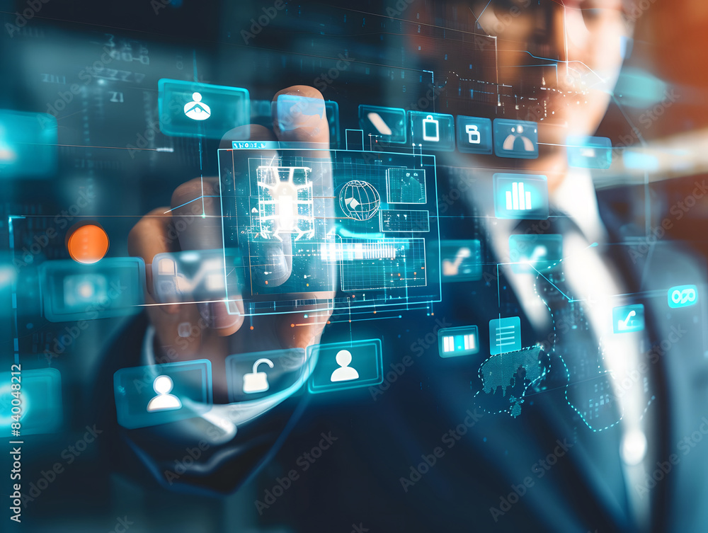 Poster digital identification or digital id concept. accessing databases by digital identity for cyber secu