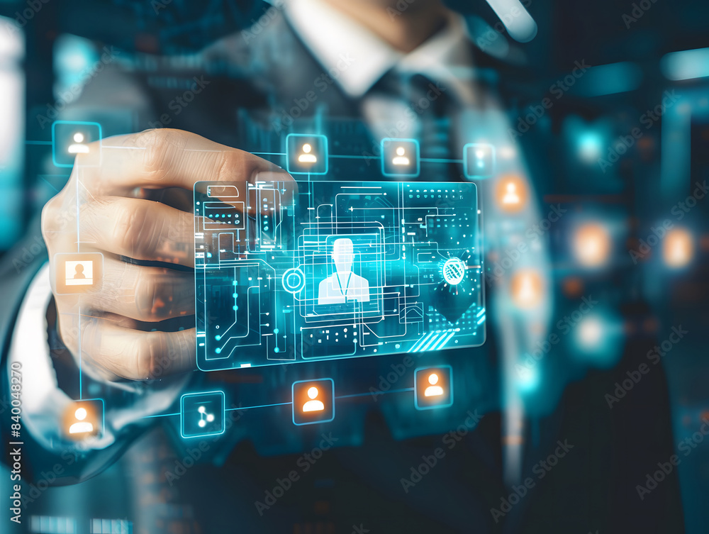 Poster digital identification or digital id concept. accessing databases by digital identity for cyber secu