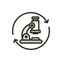 Scientific microscope research outline filled color icon. Laboratory science and technology symbol vector illustration image