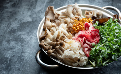 Assorted mushroom vegetable hot pot	