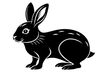 rabbit line art silhouette vector illustration