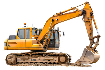 Yellow Excavator construction isolated on white background