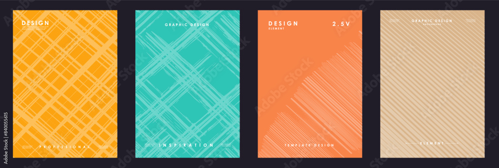 Poster grunge poster with gradient color background vector set. distressed poster background collection set