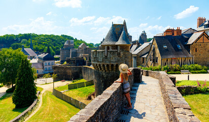 Brittany, France. Fougeres castle in the medieval town of Fougeres