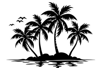 coconut trees silhouette vector illustration