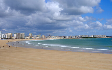Beach and town of Les Sables d'Olonne, commune in the Vendée department in the Pays de la Loire...