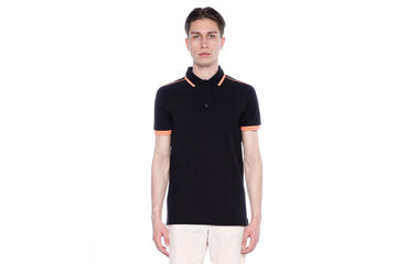 Fototapeta premium Mock-up of a black T-shirt on a man