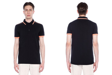 Mock-up of a black T-shirt on a man