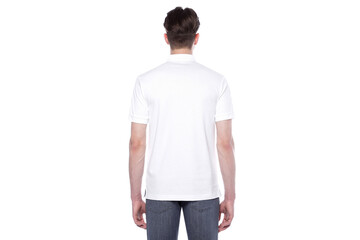 Mock-up of a white T-shirt on a man
