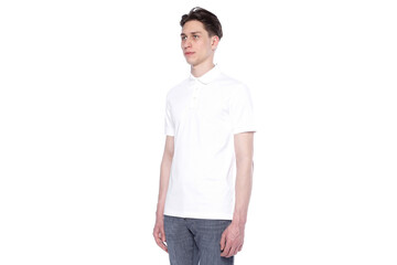 Fototapeta premium Mock-up of a white T-shirt on a man