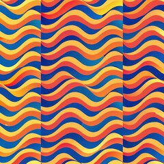Seamless pattern of diagonal waves with gradient color transitions, creating a sense of depth and dimension, Generative AI