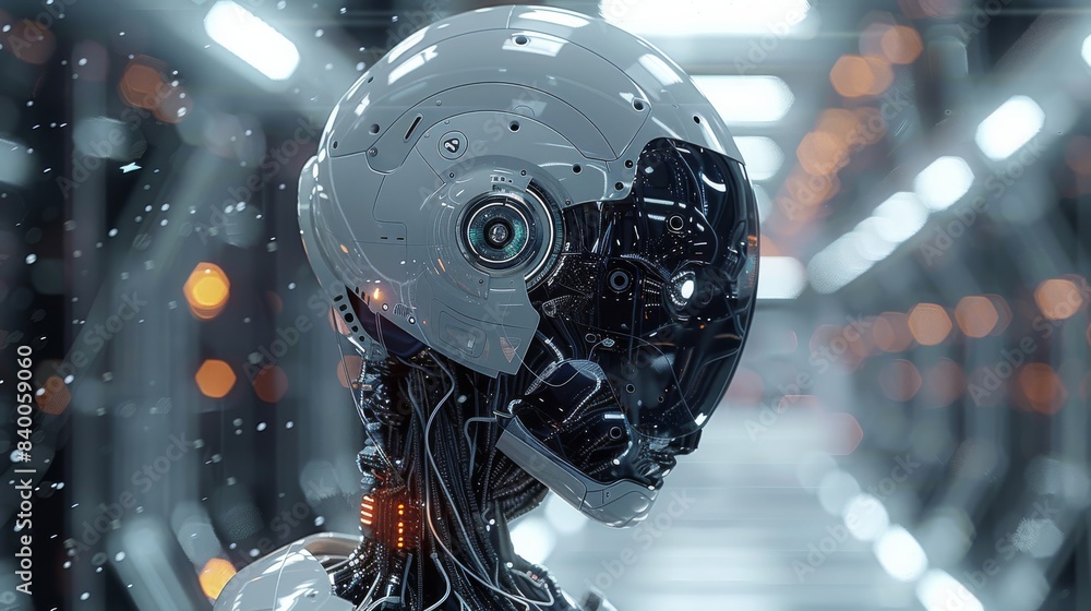 Poster Artificial intelligence illustration, high resolution. Generative AI.