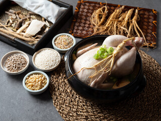 samgyetang, chicken soup with ginseng