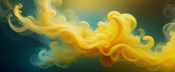 Luminous Drift Ethereal Smoke Abstract in Yellow Tones