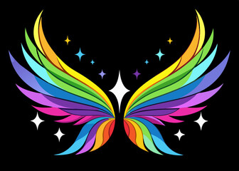 Vector illustration of Beautiful magic bright rainbow wings 