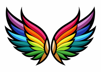 Fototapeta premium Vector illustration of Beautiful magic bright rainbow wings 