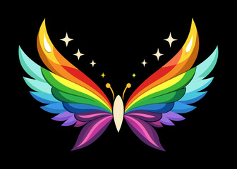 Vector illustration of Beautiful magic bright rainbow wings 