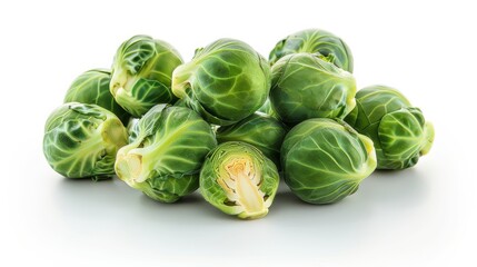 Fototapeta premium Fresh cabbage sprouts in studio lightning, isolated on white background. Generative AI.