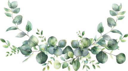 Elegant Watercolor Eucalyptus and Lavender Wreath Illustration