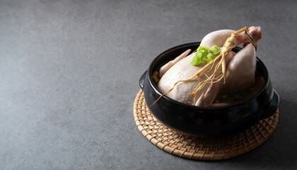 samgyetang, chicken soup with ginseng	