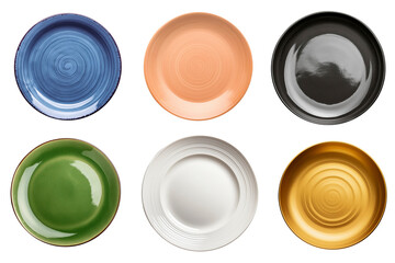 Empty ceramic round plate isolated on white background. top view.