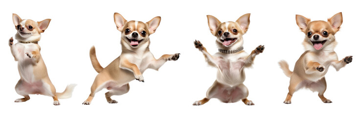 Happy smiling chihuahua dancing set
