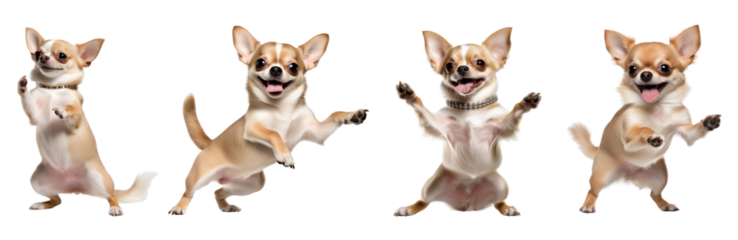 Happy smiling chihuahua dancing set
