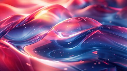 Radiant Amorphic Natural Abstract Glass Background in Red and Blue Tones with Symmetrical Precision in 8K Resolution