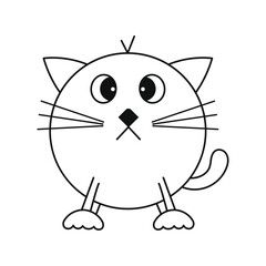 Vector Illustration of Cute Cartoon Cat on Isolated Background
