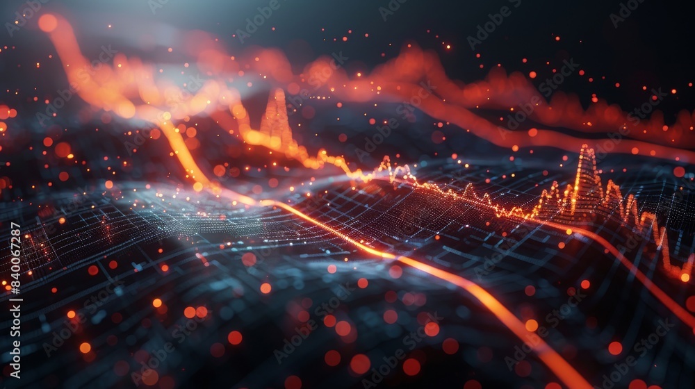 Aufkleber a black graph with business data graph diagrams and growth financial graphics on a futuristic financ