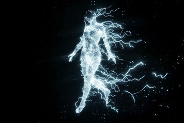 Water  in Shape of Female  Dancer Figure on black background