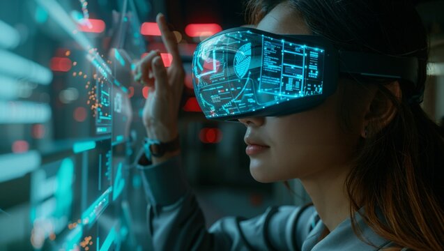 IT support team troubleshooting with holographic tools, modern workspace