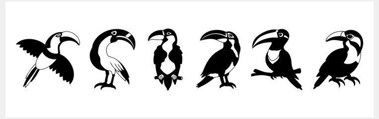 Doodle toucan clip art isolated. Animal icon. Stencil bird. Vector stock illustration. EPS 10