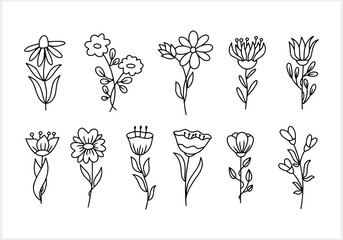 Flower clipart isolated. Cartoon sketch icon. Vector stock illustration. EPS 10