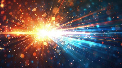 Naklejka premium A dynamic, streaked lens flare effect that simulates the light scattering through fast-moving particles, ideal for action-packed scenes or sports-related graphics.