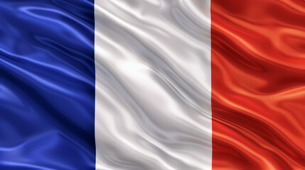 Waving French Flag - Blue, White, Red - National Symbol Fabric Texture