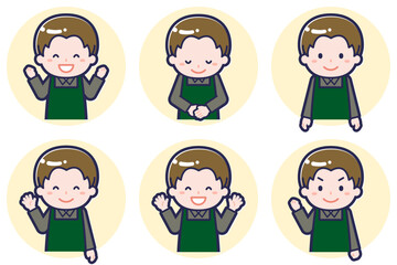 男性カフェ店員のポーズセット_02