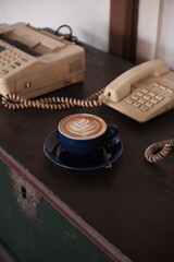 old phone and coffee