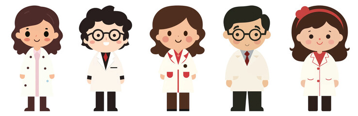 Fototapeta premium illustration of doctor character set