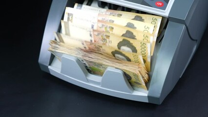 Counting 50,000 won bills in South Korea, money, 60fps, slow