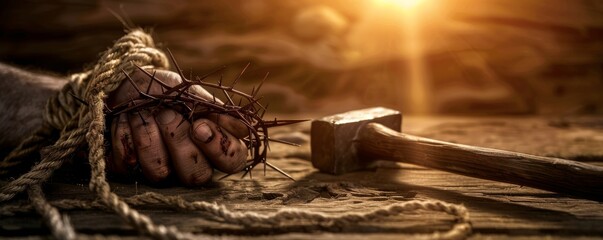 Taking Christ off the wooden cross - Jesus being crucified