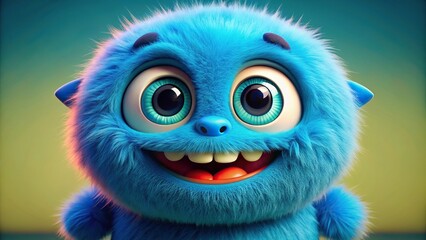 cute blue monster character with big eyes and a friendly smile, monster, cute, blue, character,friendly, eyes, smile, fun, whimsical, adorable, creature, fantasy, fictional, playful, cartoon
