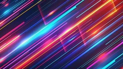 Fototapeta premium A futuristic and modern digital design with neon lines and thin gradient stripes, perfect for banners and posters.
