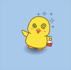  cute baby duck vector design illustration line art. Suitable for sticker, t-shirt, mascot, mug, etc. Eps 10