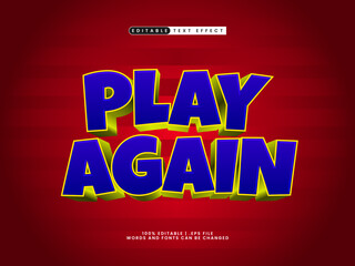 Fototapeta premium play again editable text effect in kids and toys text style