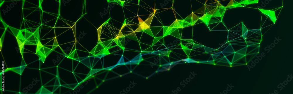 Leinwandbilder Abstract polygonal space with dots and lines. Triangular structure. Background concept for your design. 3d rendering.