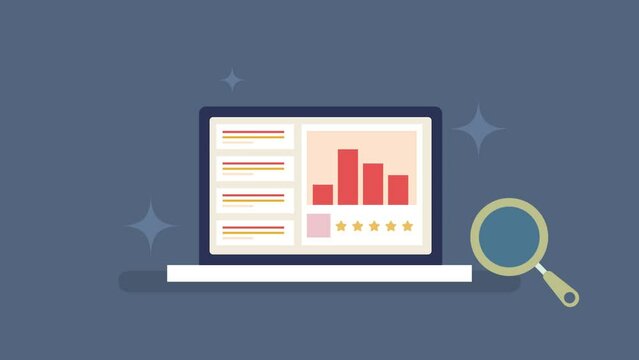 Website ranking on search engine result page. Website ranking monitoring SEO tool. SEO software for SEO analysis. Animation video clip.
