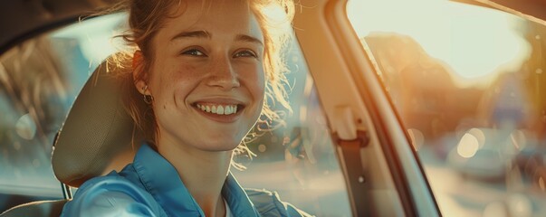 A female nurse sits in her car, driving home from work. A female doctor drives to work, on call duty. The work-life balance of healthcare workers.