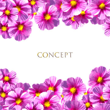 ピンクのコスモスのシームレスパターンのベクターイラスト