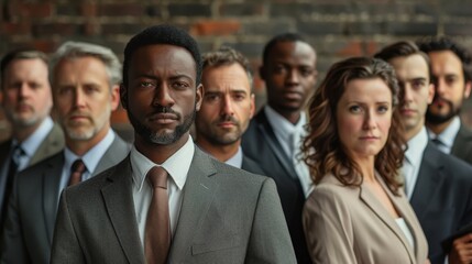 Diverse team of men and women exhibits the transformative power of teamwork in this portrait of business success. Confidence, pride, and motivation are evident on their faces.